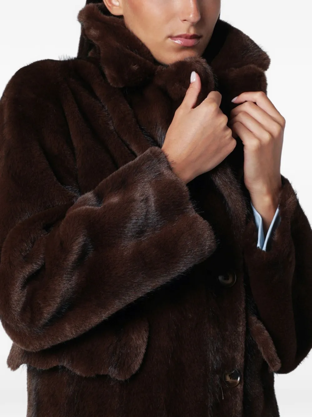 SWD BY S.W.O.R.D. faux-fur wide-lapel coat - Marrone