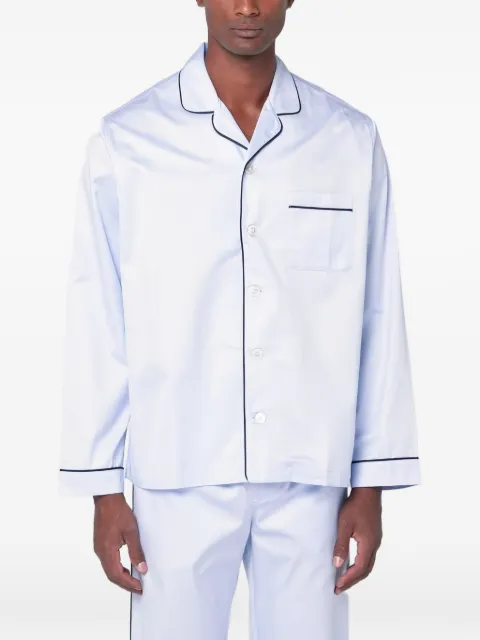 TEKLA piping-detail pajama shirt