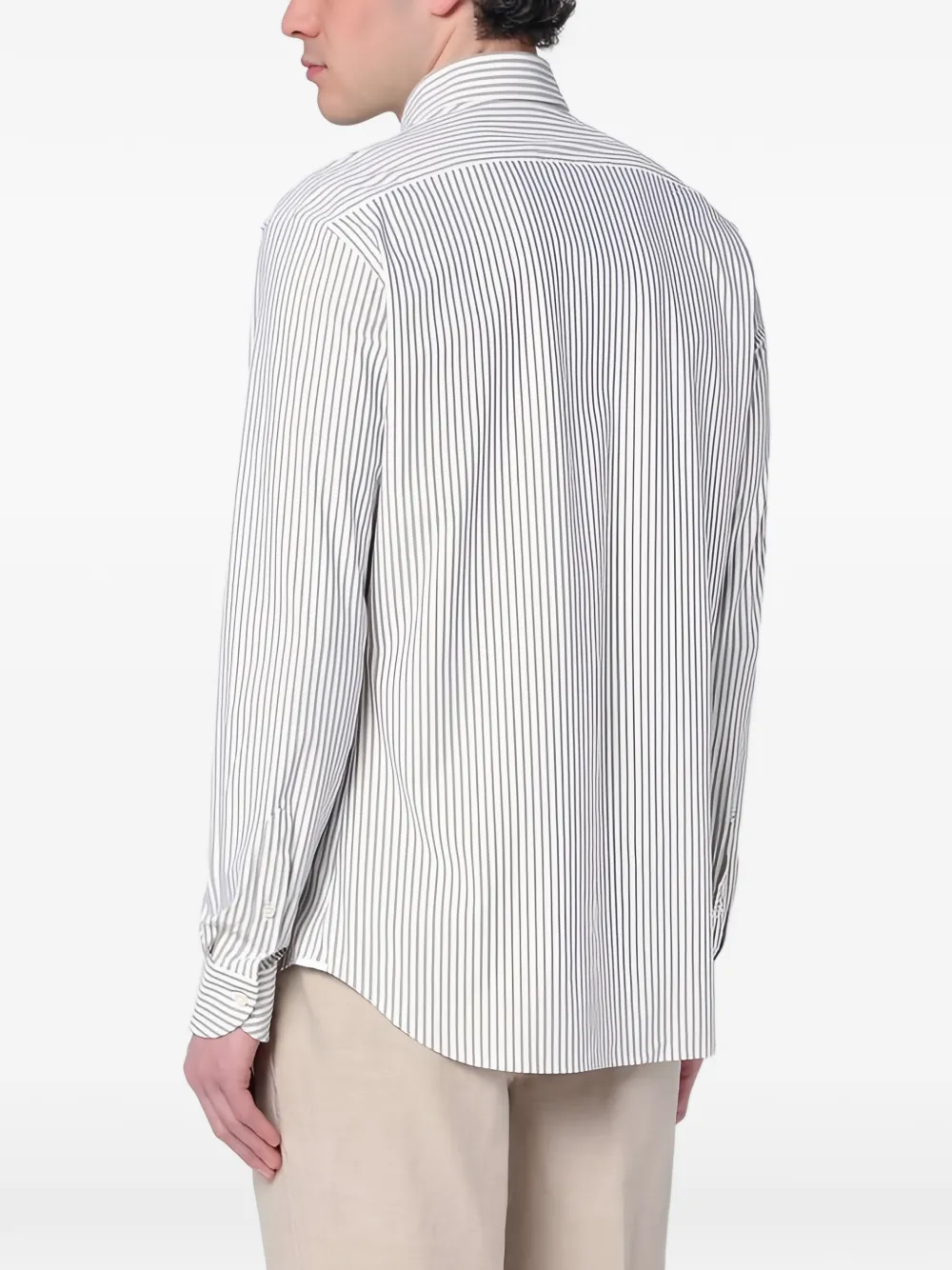 Xacus striped long-sleeve shirt Wit