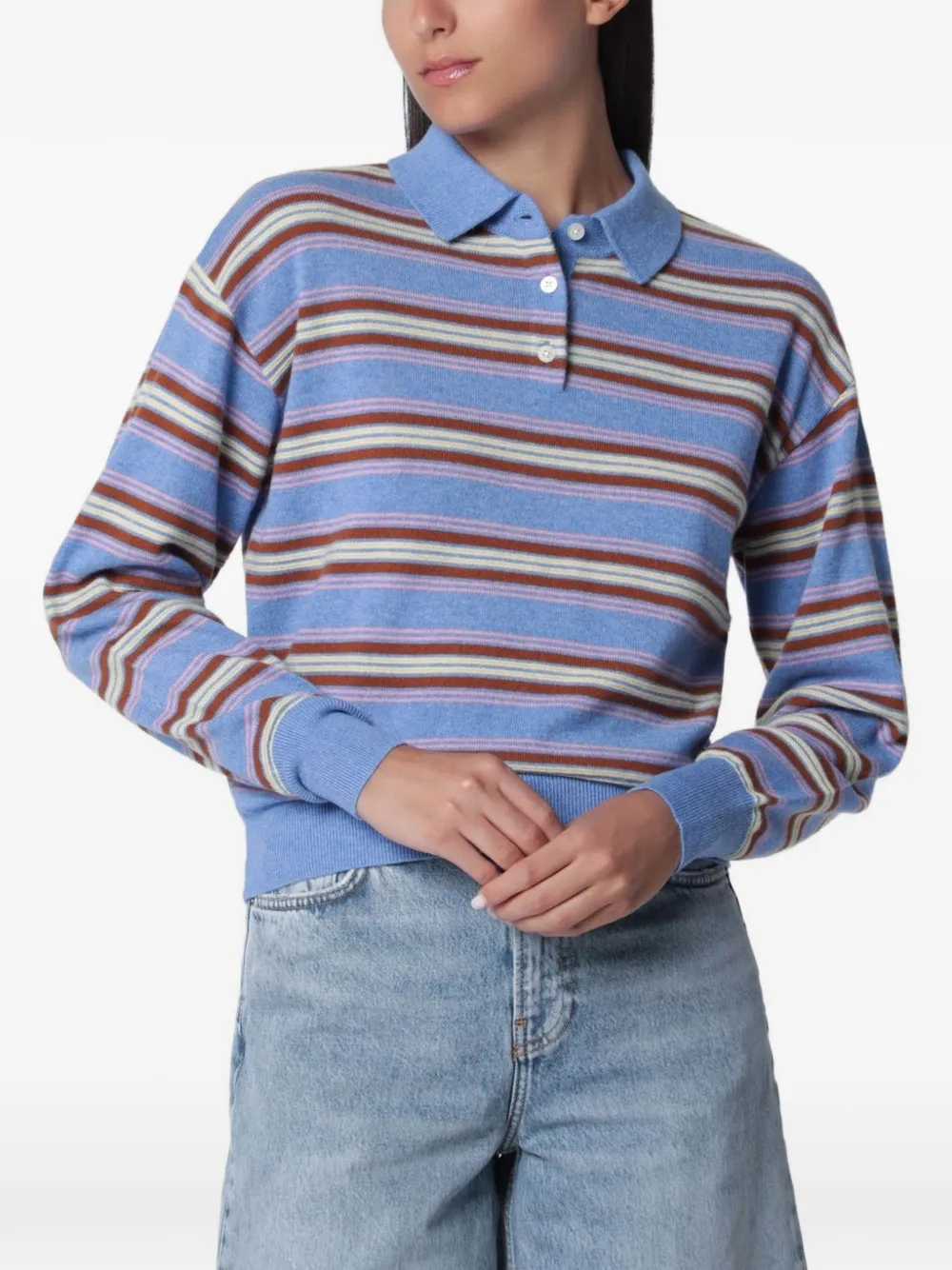 Guest In Residence Collegiate striped polo sweater - Blu