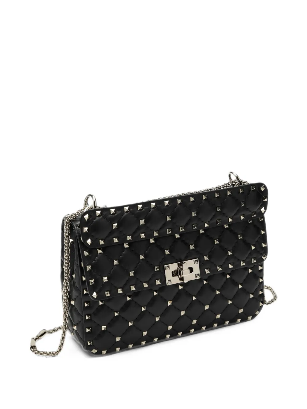 Valentino Garavani Rockstud Spike medium shoulder bag in nappa leather Zwart