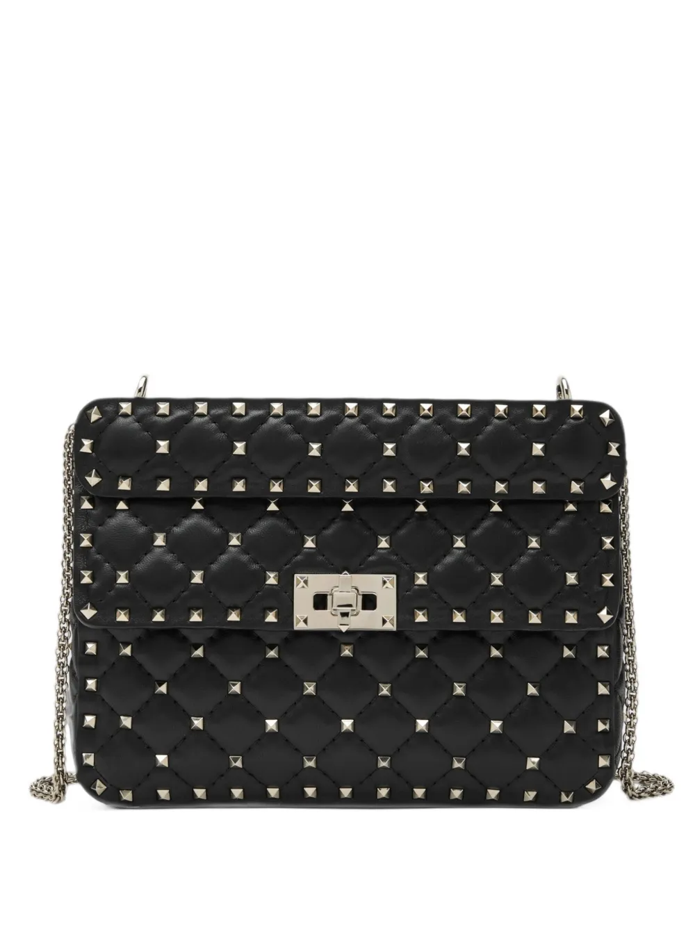 Valentino Garavani Rockstud Spike medium shoulder bag in nappa leather - Nero