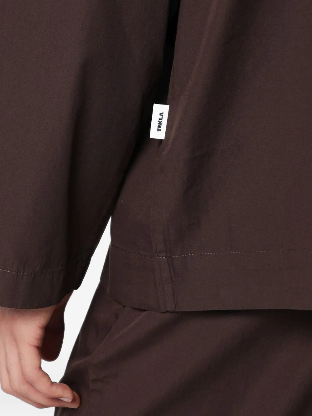 TEKLA Katoenen pyjamashirt met opgestikte zak Bruin