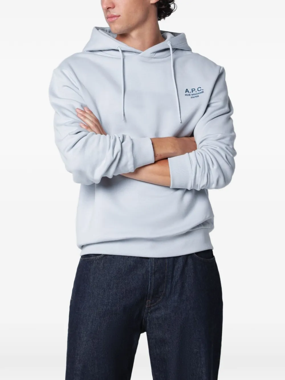 A.P.C. logo-print cotton hoodie - Blue