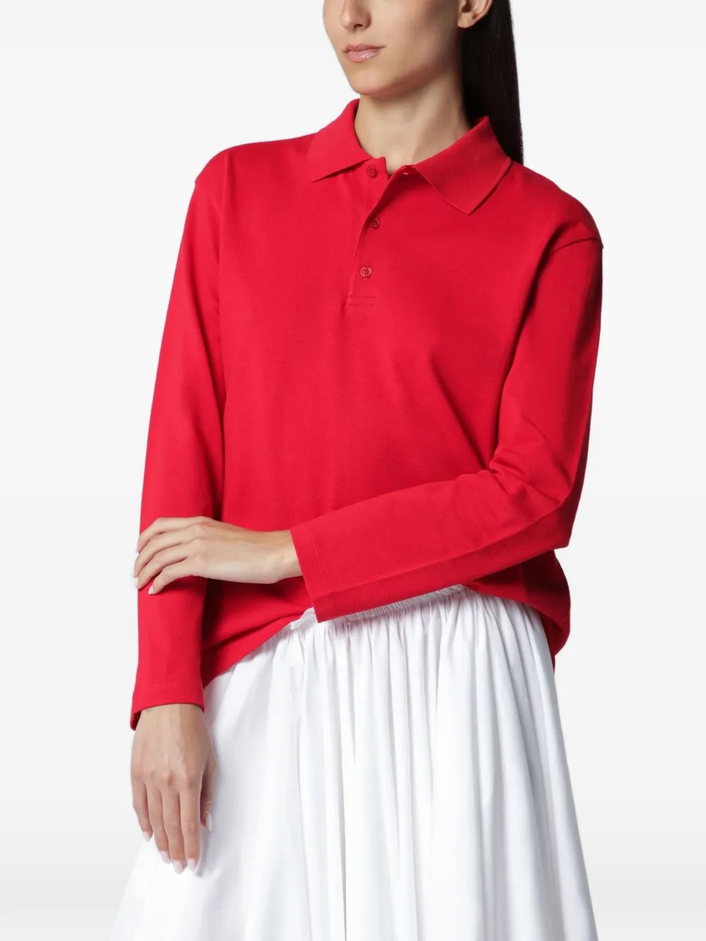 FLORE FLORE Diana long-sleeve polo top - Rosso