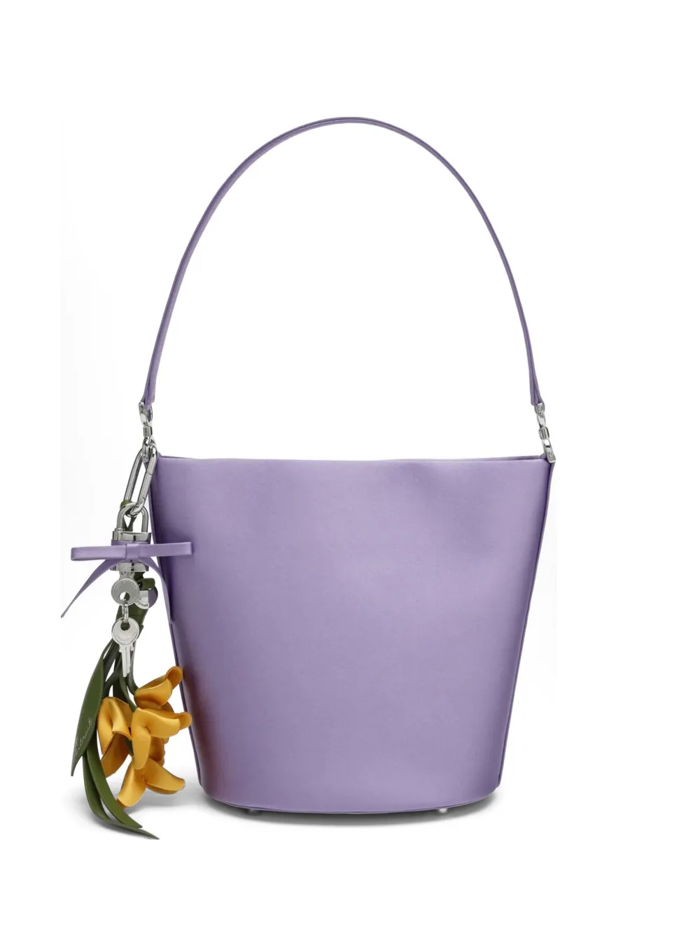 Self-Portrait lilac satin bucket bag - Viola