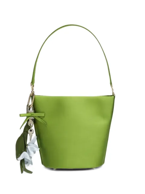 Self-Portrait bolsa bucket de satén verde