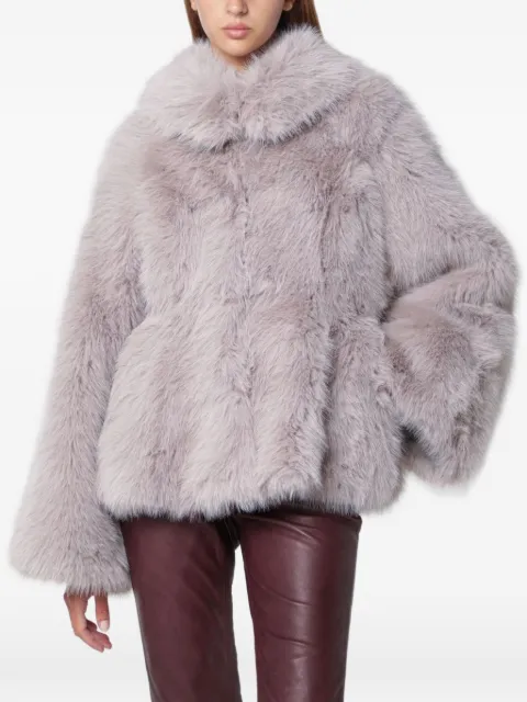 ROTATE BIRGER CHRISTENSEN faux fur flared jacket light grey