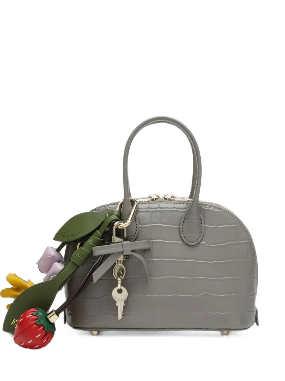 Self-Portrait embossed leather grey mini bag