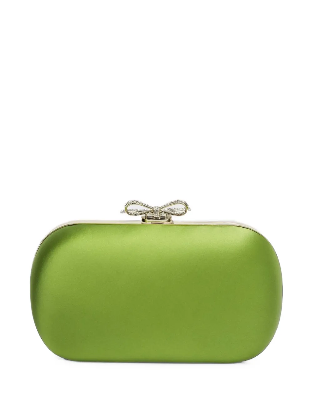 Self-Portrait green satin clutch bag Groen