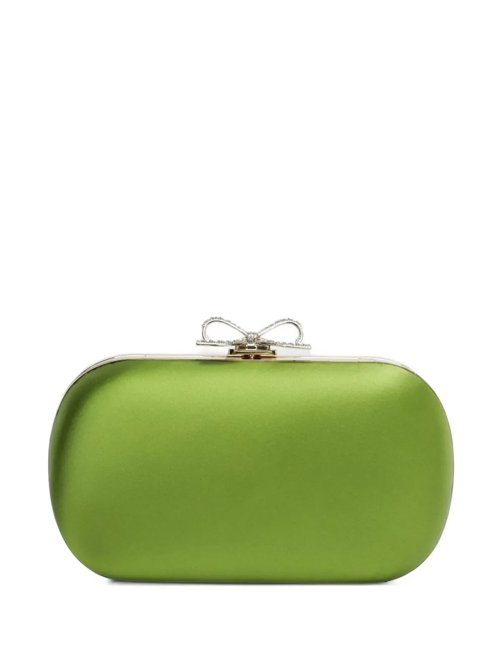Self-Portrait green satin clutch bag - Verde