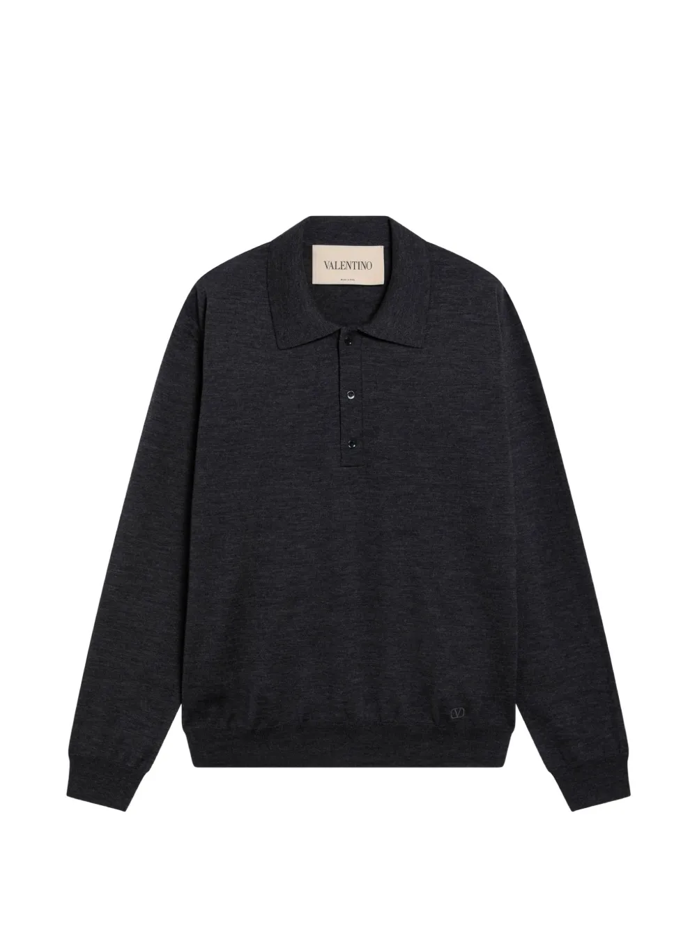 Valentino Garavani wool polo with VLogo embroidery Grijs