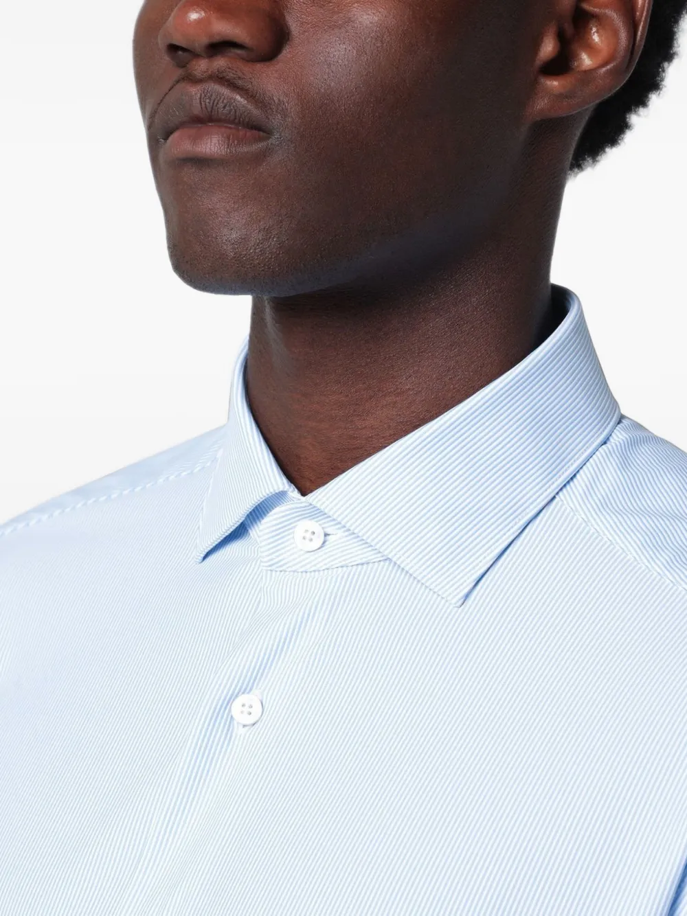 Xacus striped twill shirt Blauw