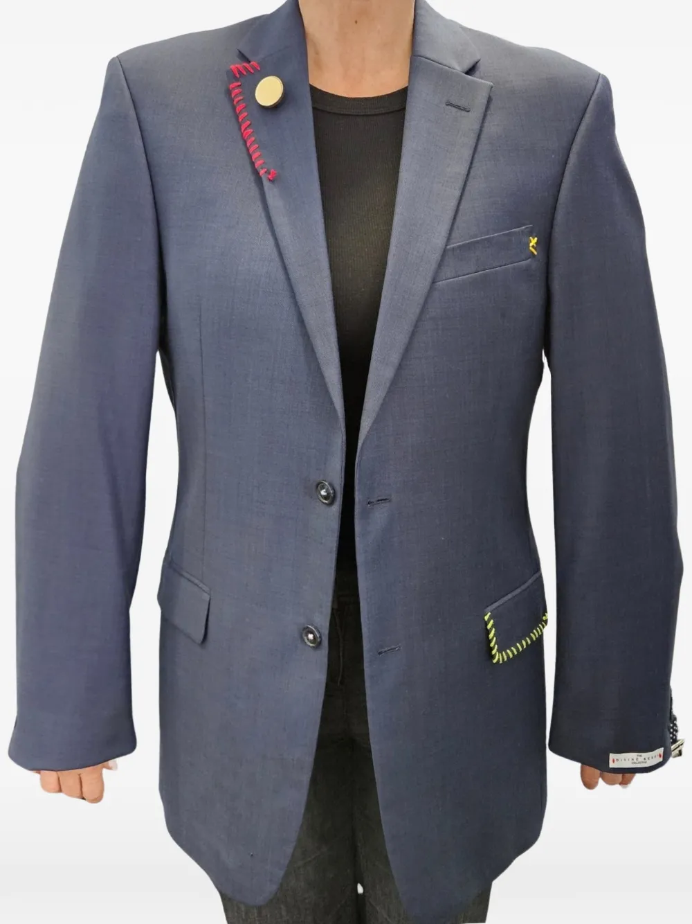 The Divine Rebel Collective slogan-print whipstitch-detail blazer - Blau
