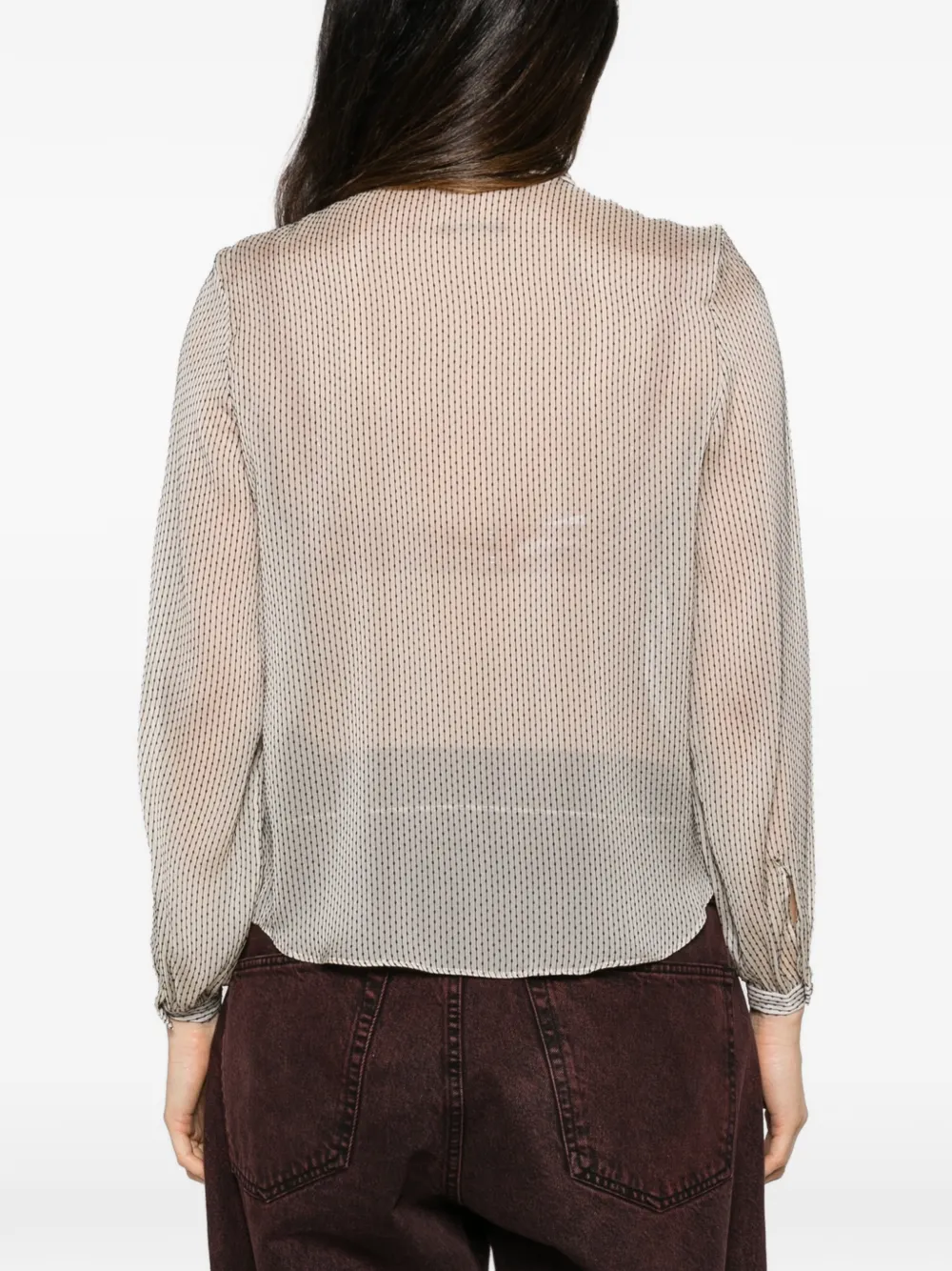 R13 Zijden blouse met ruches Beige