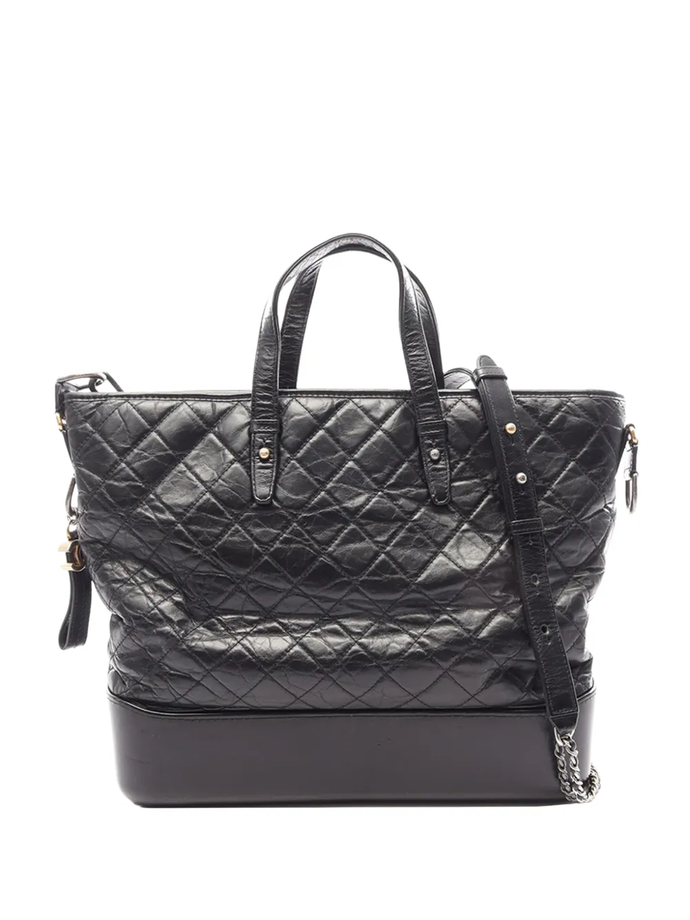 CHANEL Pre-Owned 2016-2017 Large Aged Calfskin Gabrielle Shopping Tote satchel - Black