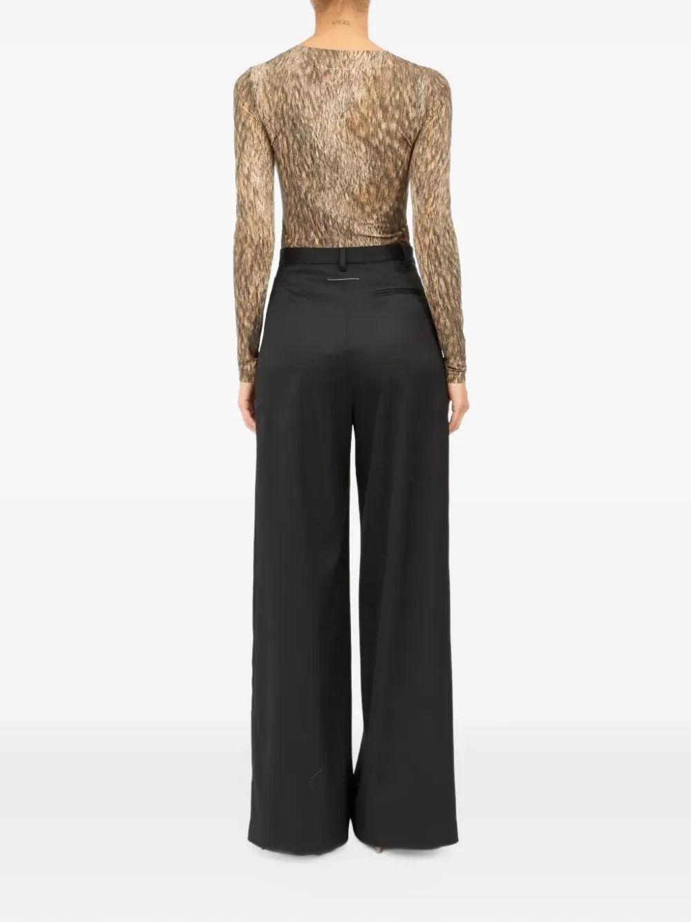 MM6 Maison Margiela satin-trim palazzo pants Zwart
