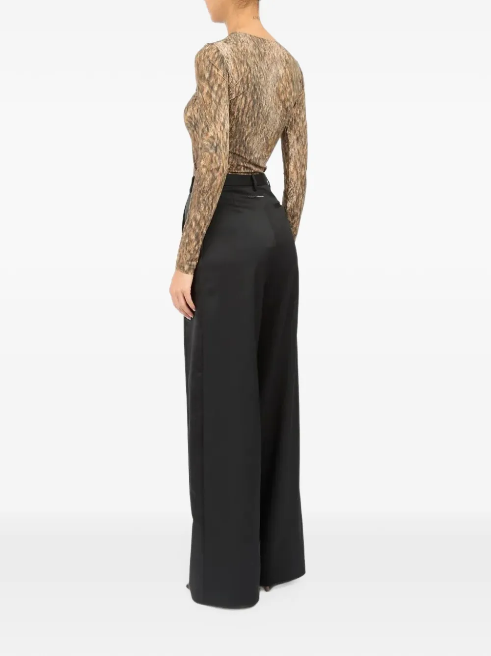 MM6 Maison Margiela satin-trim palazzo pants Zwart