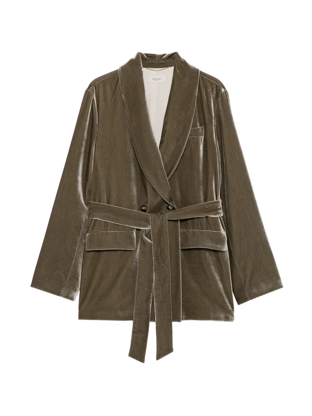 Agnona belted velvet jacket - Vert