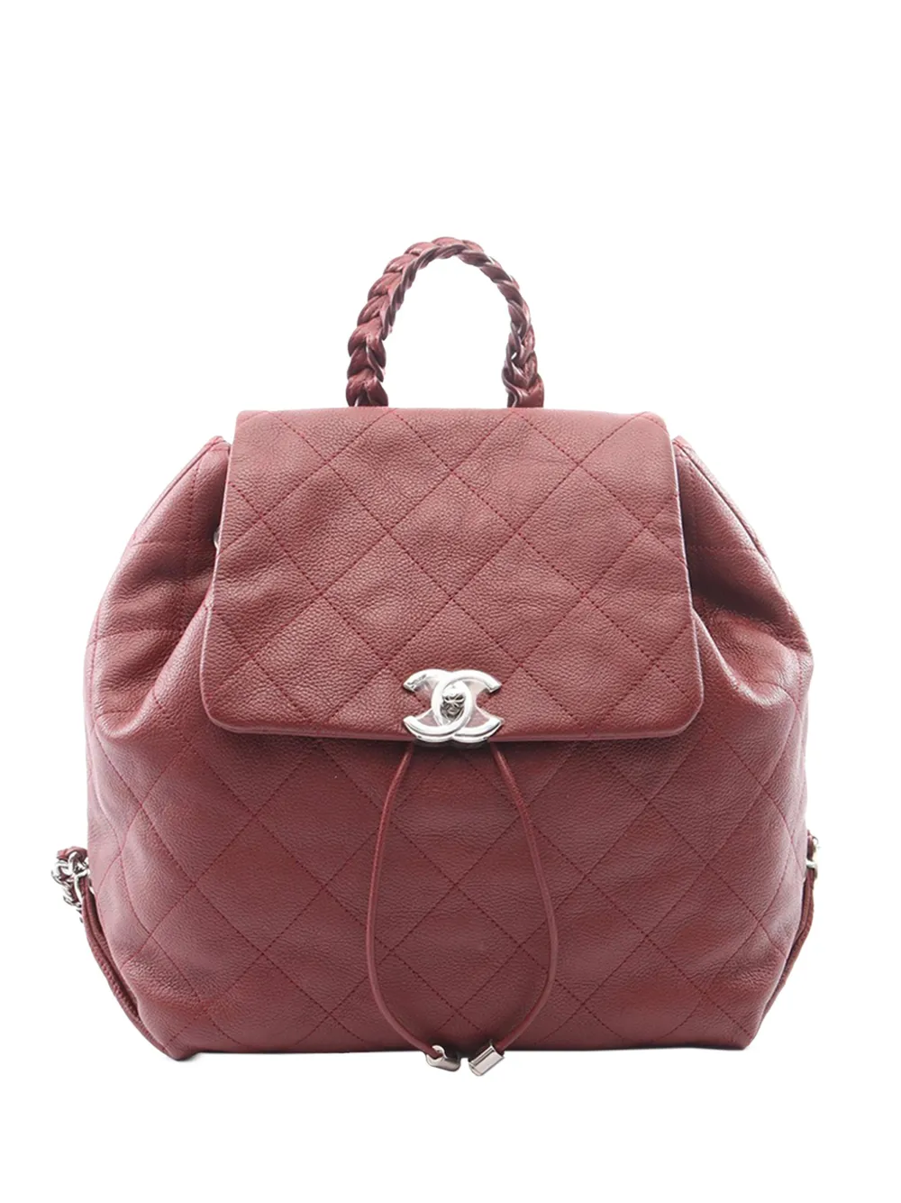CHANEL Pre-Owned 2018 Medium Quilted Calfskin Braided With Style Drawstring backpack - Red