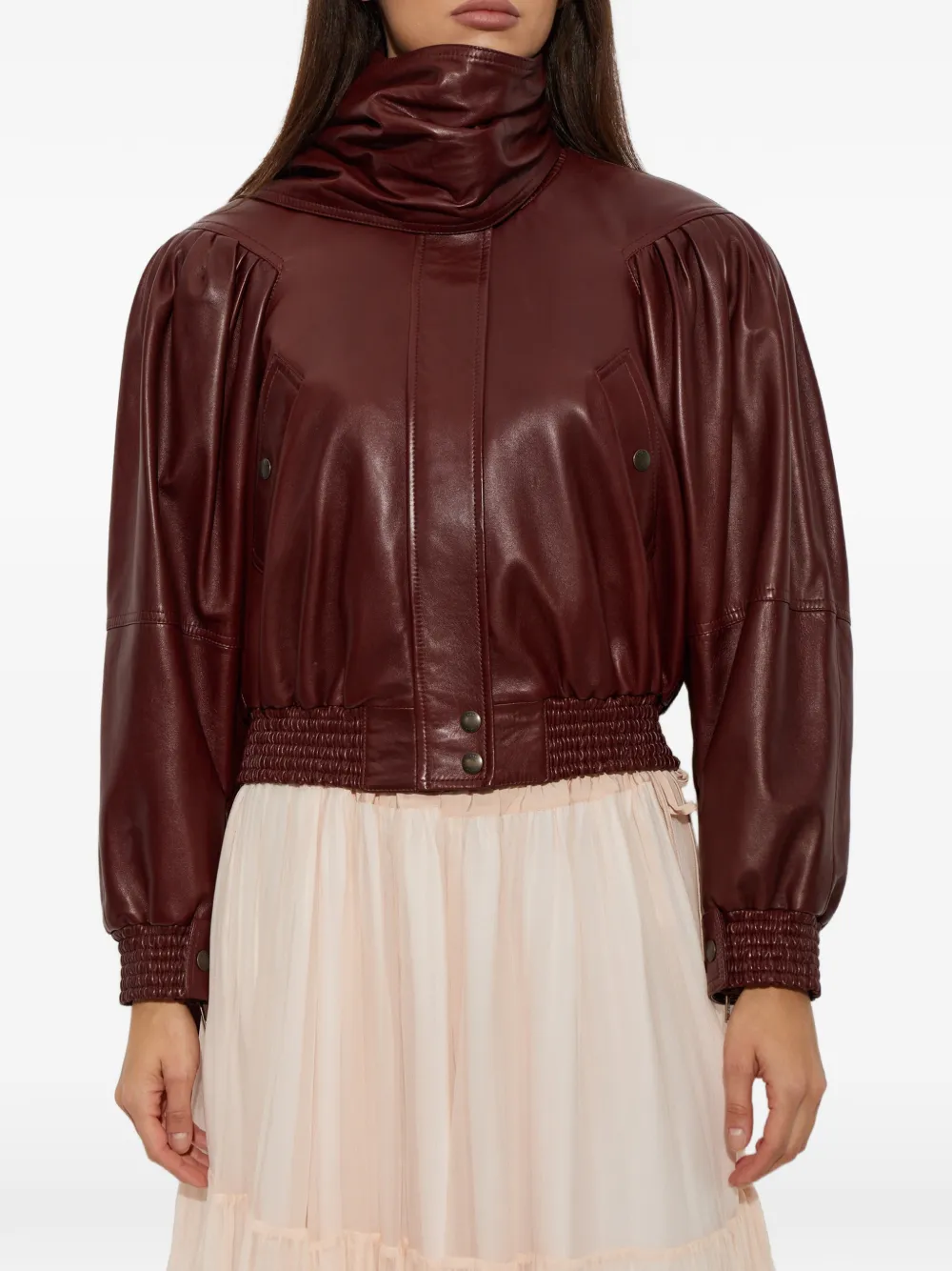 Chloé Cropped scarf jacket in leather Rood