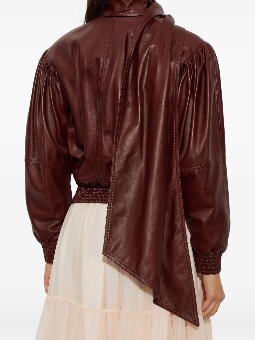 Chloé Cropped scarf jacket in leather Rood