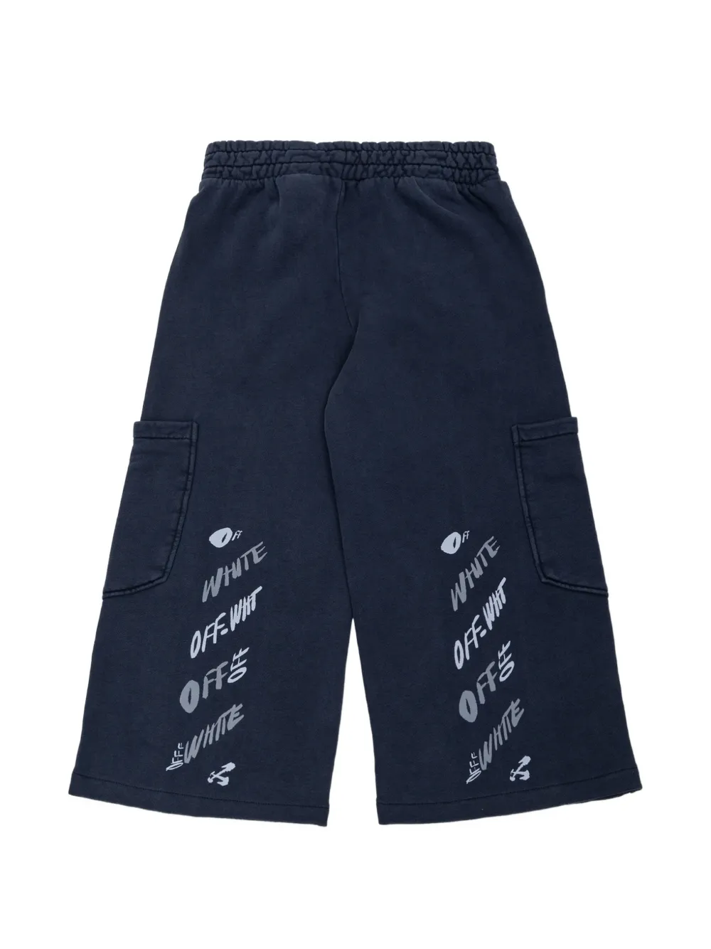 Off-White Kids Cargo broek met wijde pijpen en logo-print Blauw