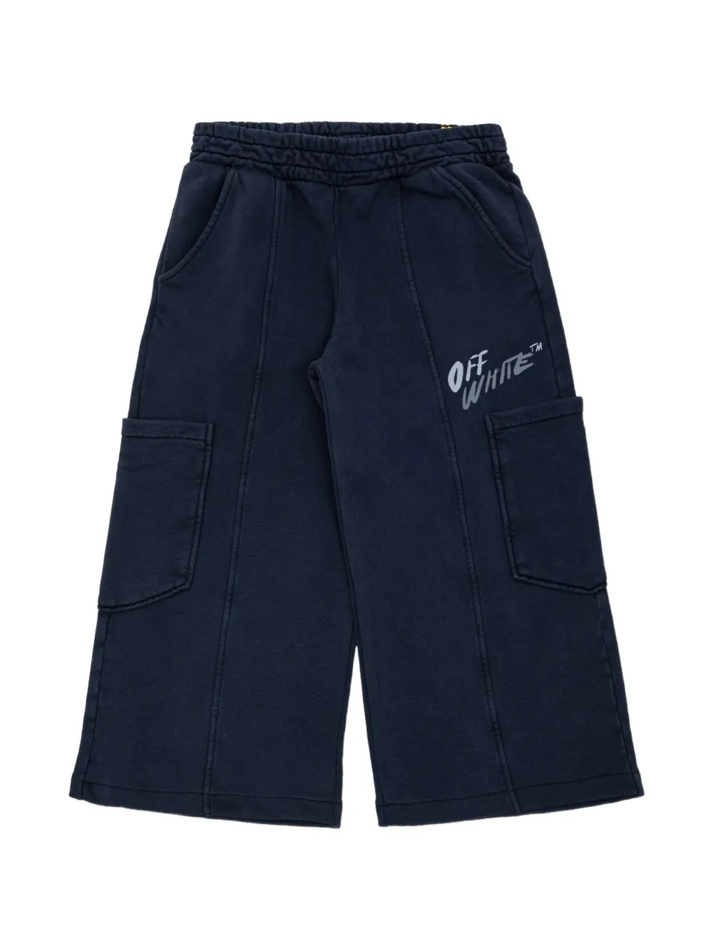 Off-White Kids logo-print wide-leg cargo pants - Blu