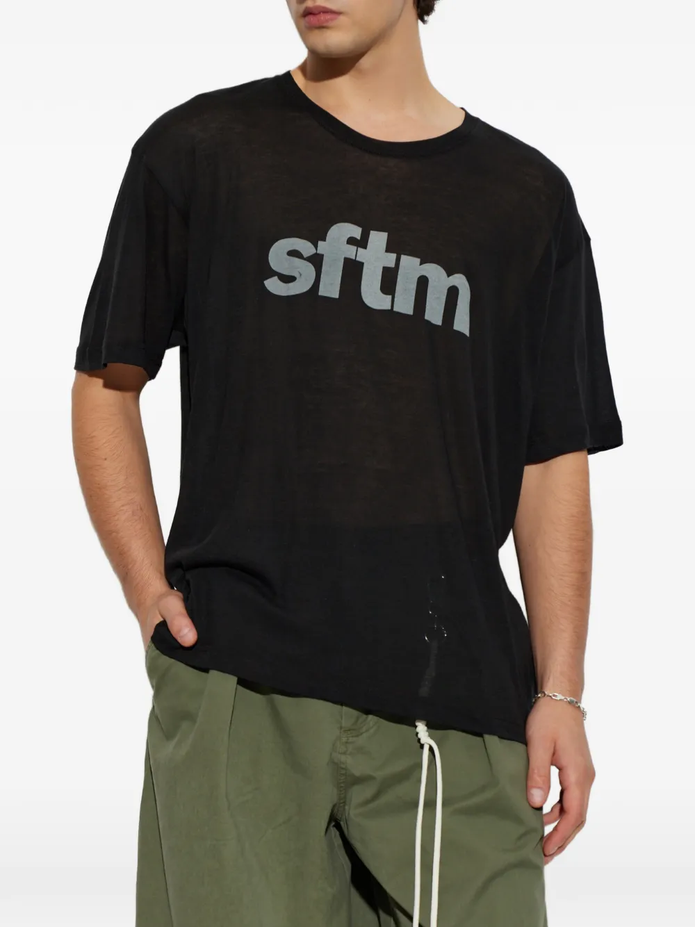 Song For The Mute T-shirt met logoprint Zwart