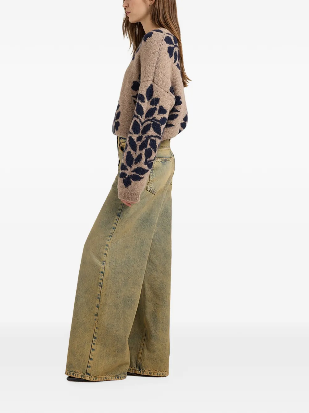 MOMONÌ Aoki jeans met wijde pijpen Beige