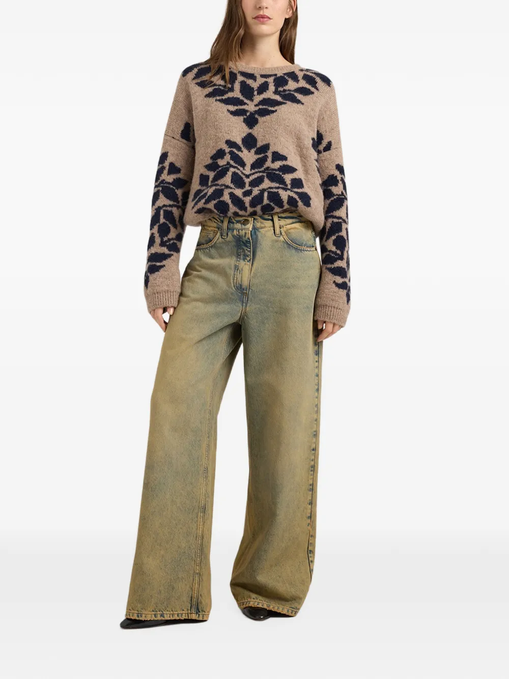 MOMONÌ Aoki jeans met wijde pijpen Beige