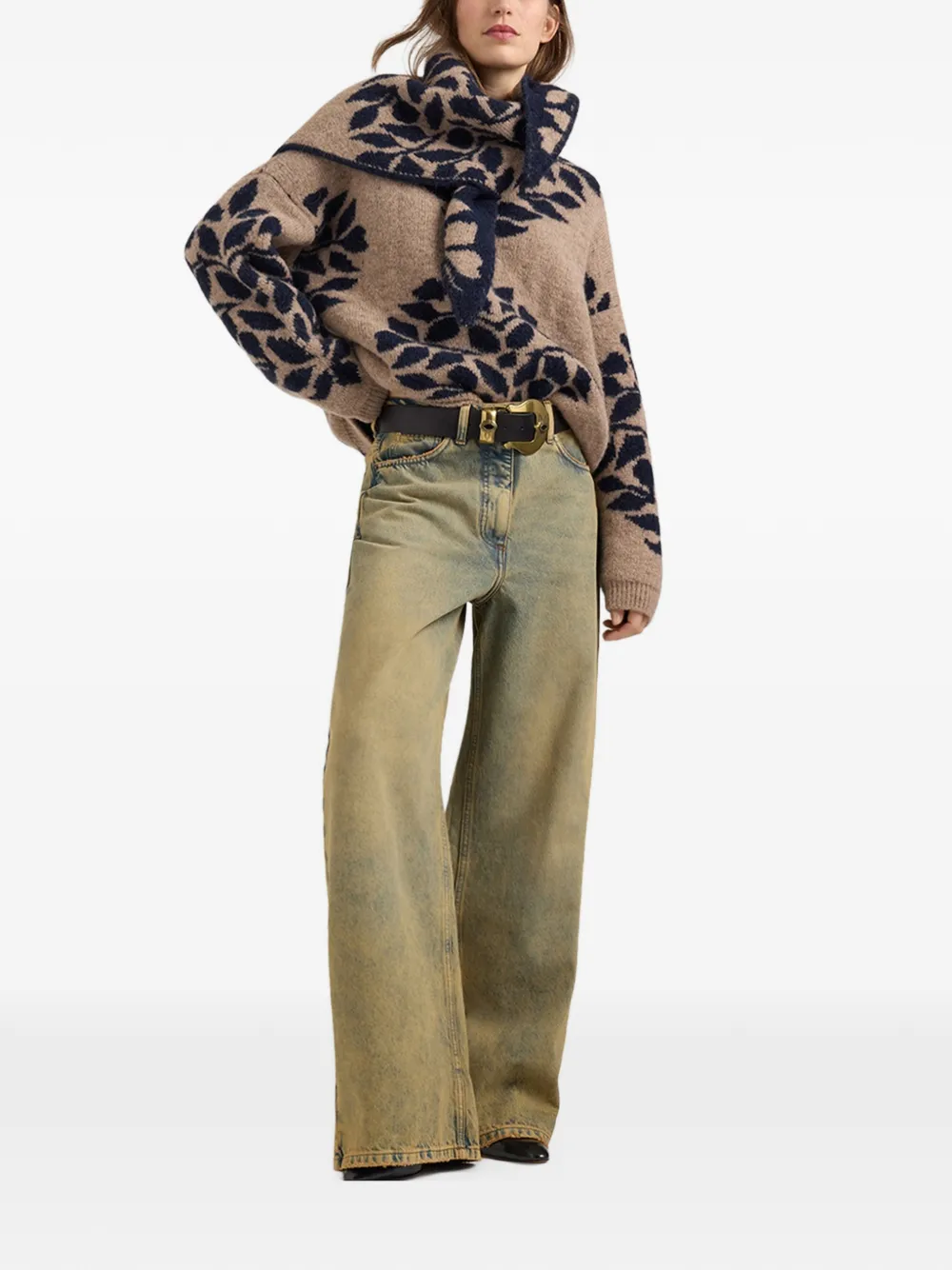 MOMONÌ Aoki jeans met wijde pijpen Beige