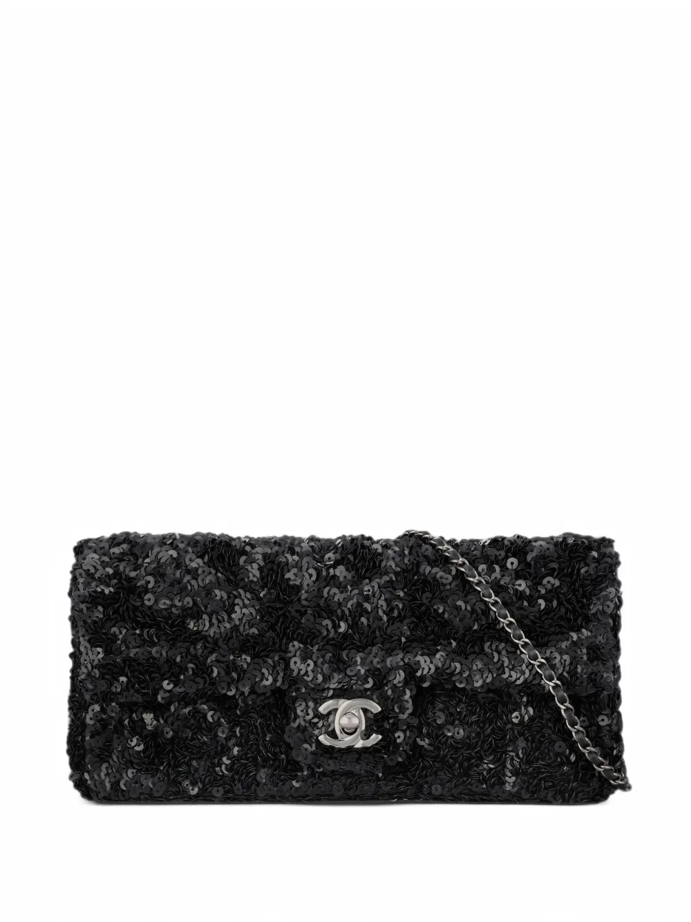 CHANEL Pre-Owned 2014-2015 East West sequin flap bag - Black