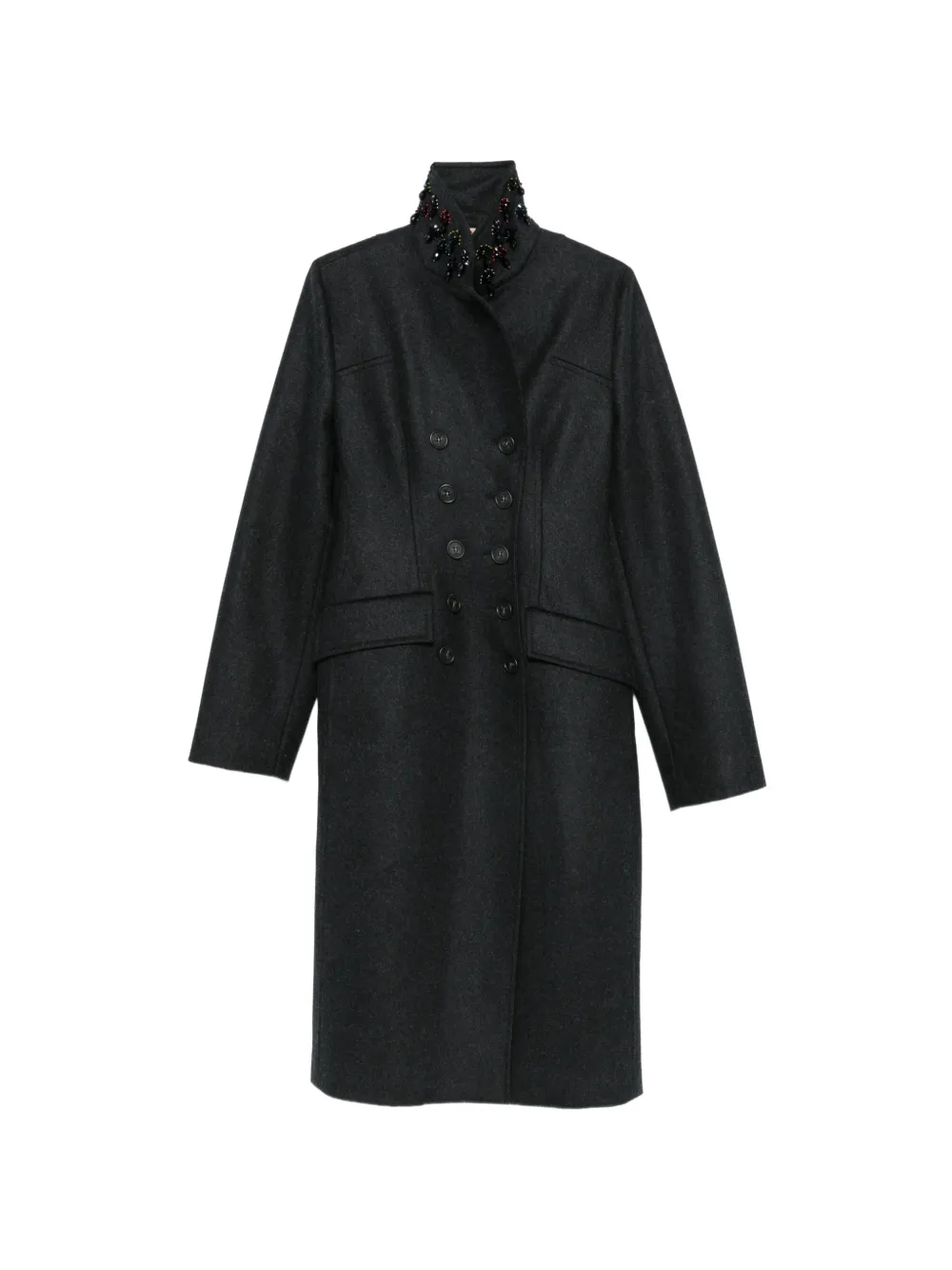 Nº21 bead-embellished double-breasted coat - Grau