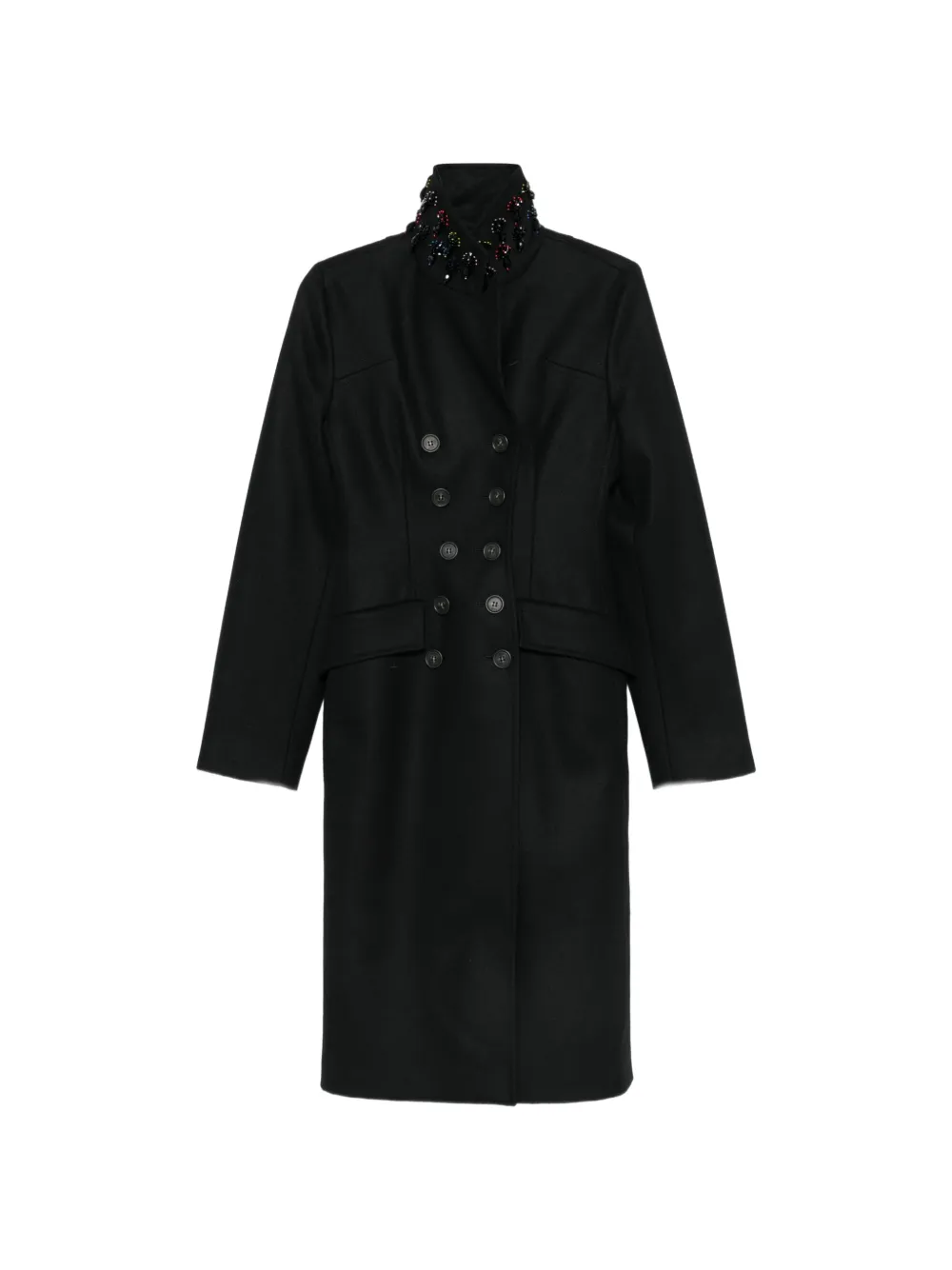 Nº21 bead-embellished double-breasted coat - Schwarz