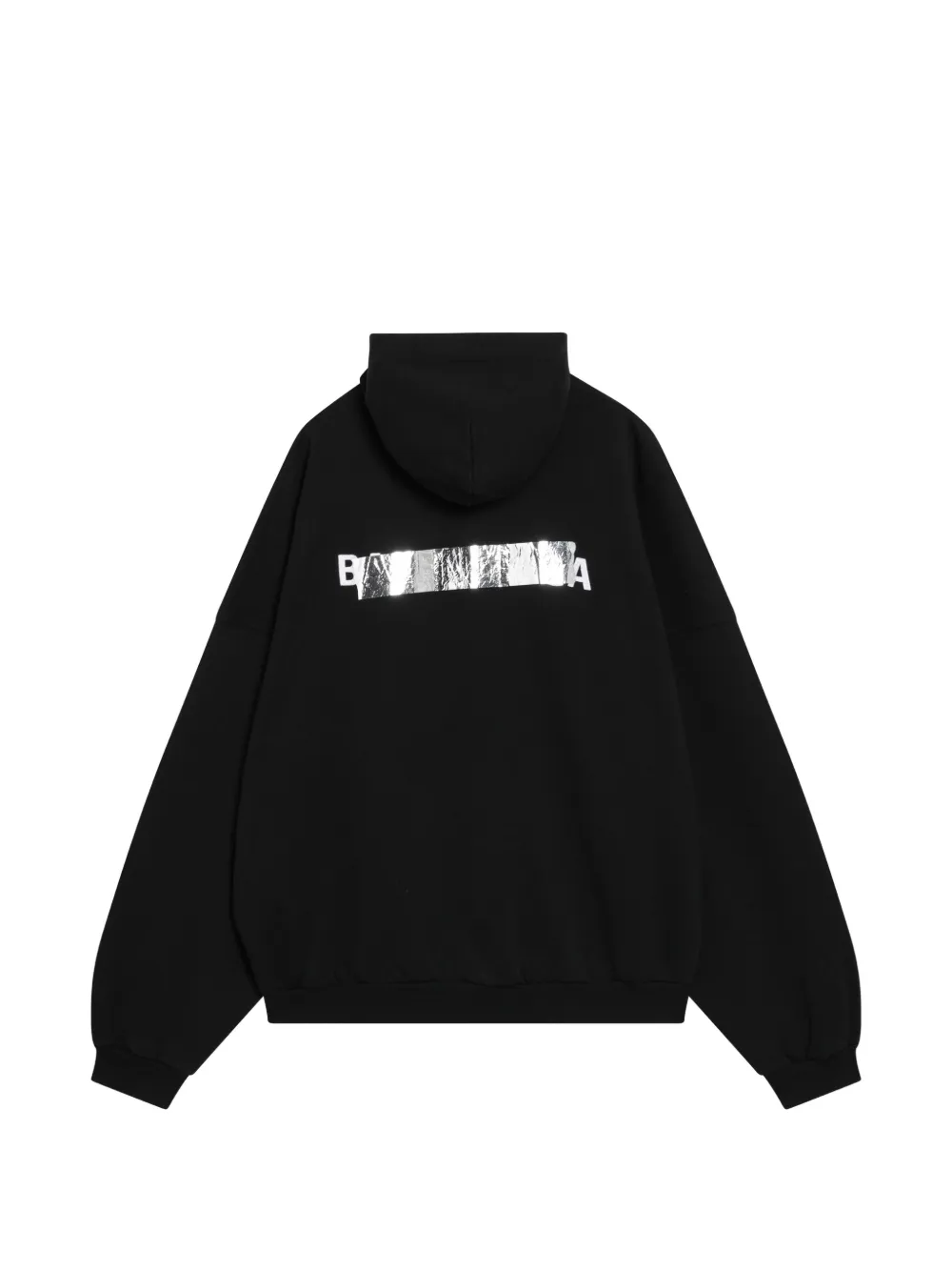 Balenciaga silver-tape back large zip-up hoodie in black Zwart