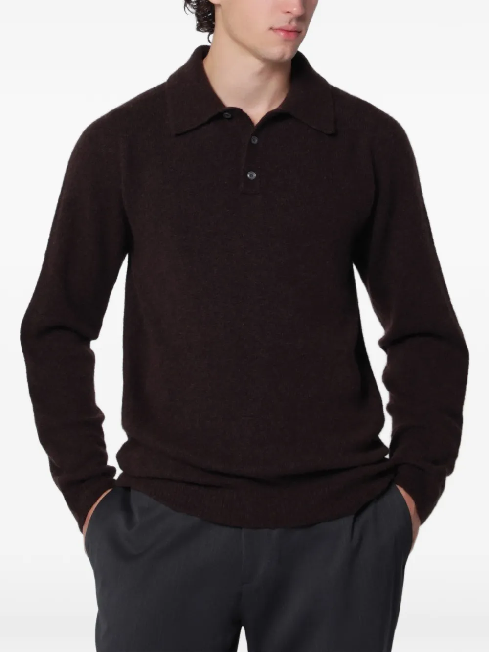 Roberto Collina long-sleeve polo sweater Bruin