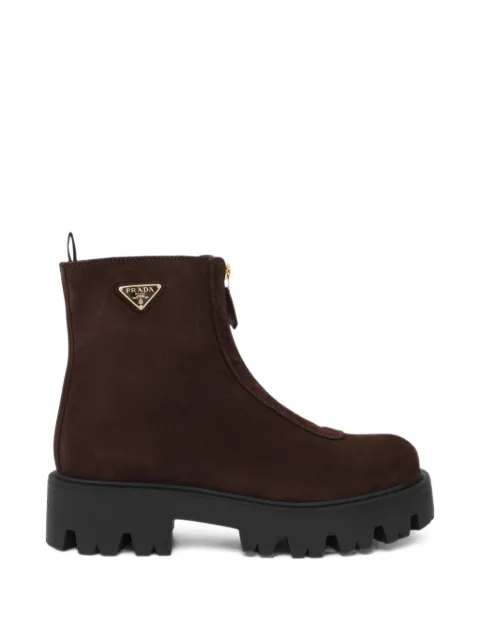 Prada Stride suede booties with zip