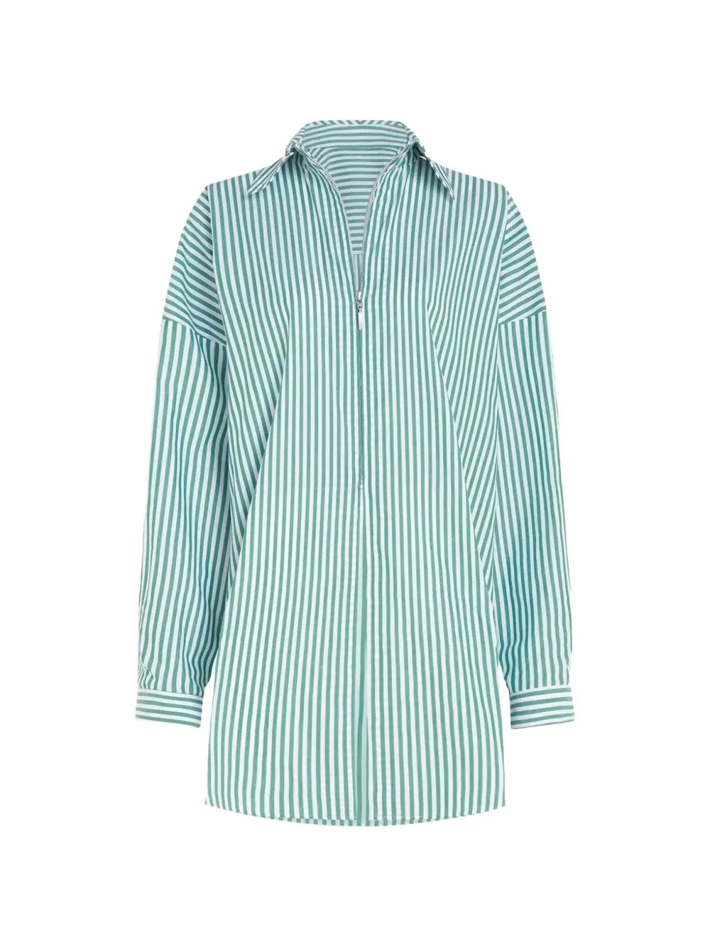 GAUGE81 Cosala striped zip-up shirt - Grün