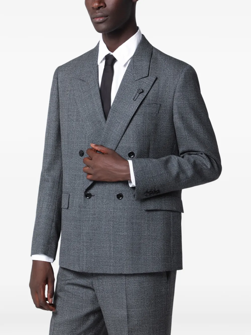 Lardini check double-breasted blazer - Grigio
