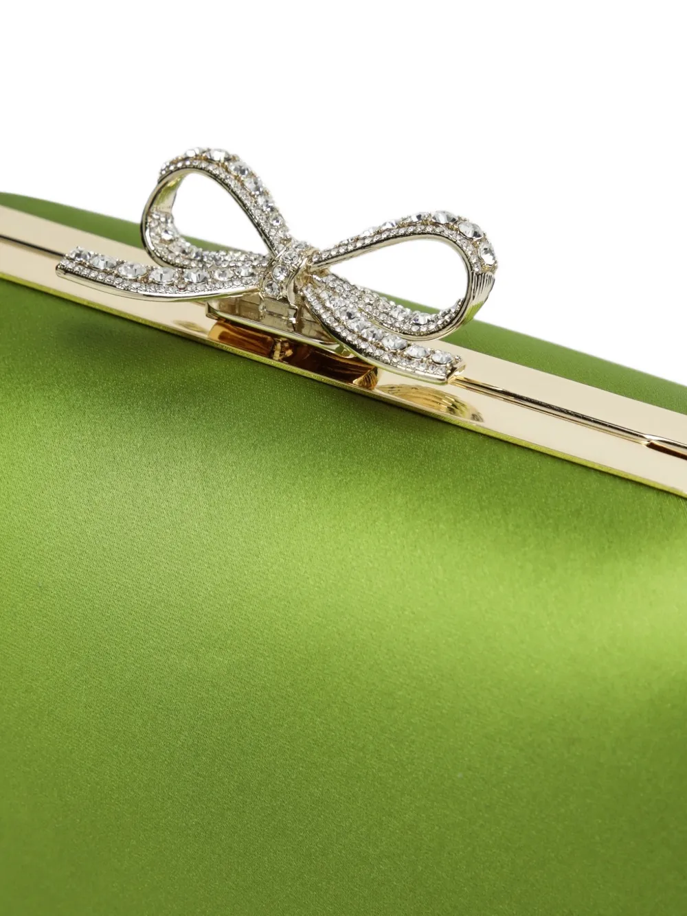 Self-Portrait green satin clutch bag Groen