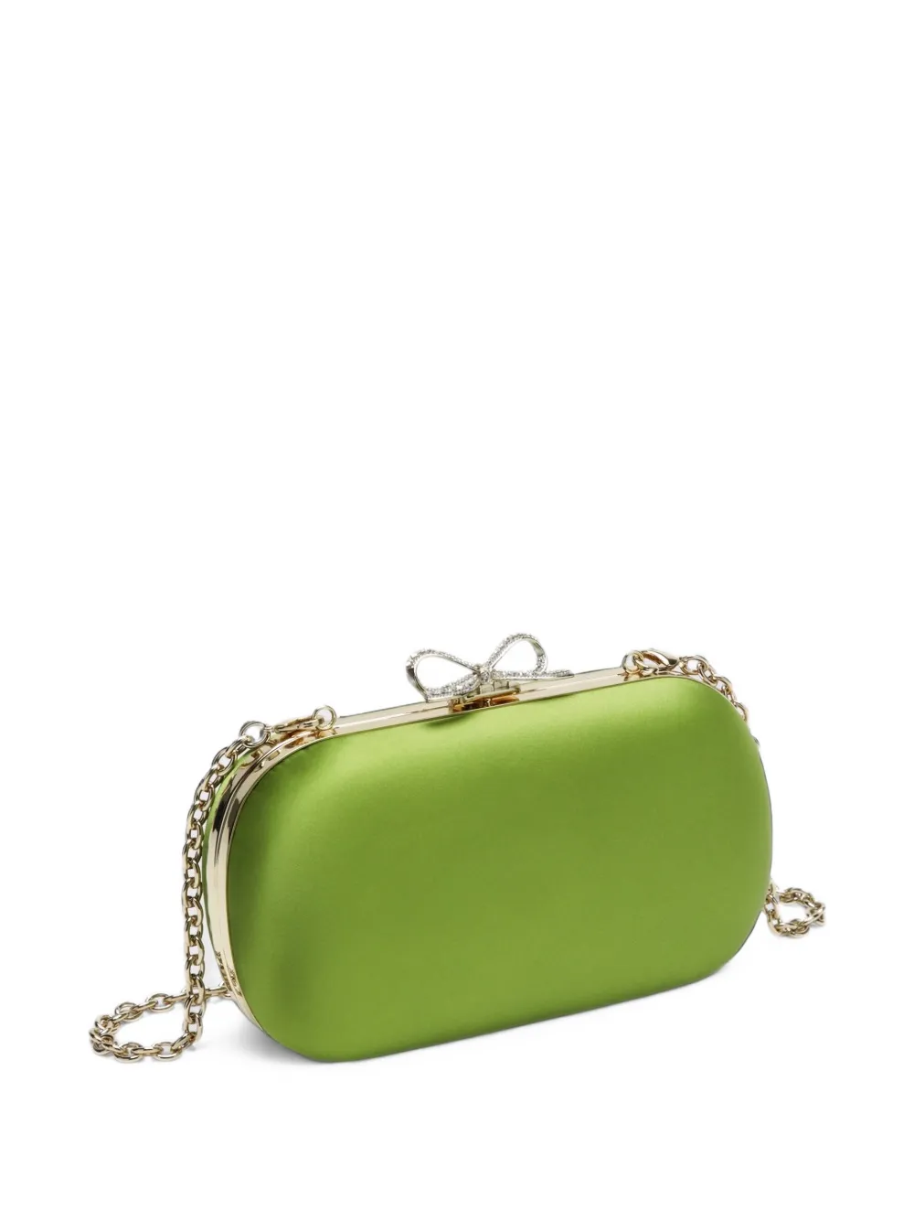 Self-Portrait green satin clutch bag Groen