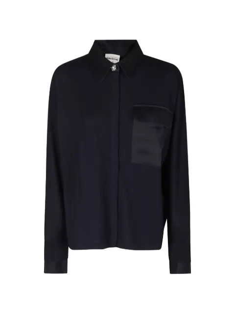 Semicouture Laetitia crystal-embellished satin-trim sweater