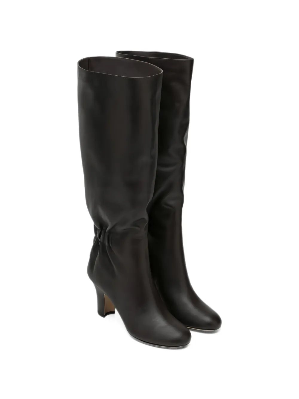 Ferragamo ruched leather boots - Brown