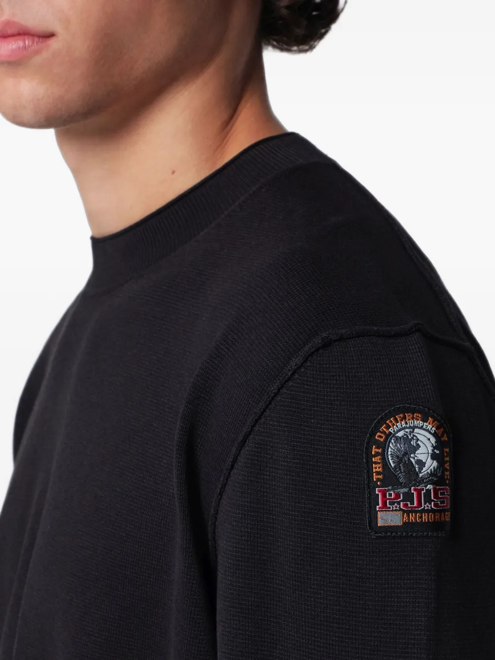 Parajumpers Basic Braw logo-patch crew-neck long-sleeved T-shirt Zwart