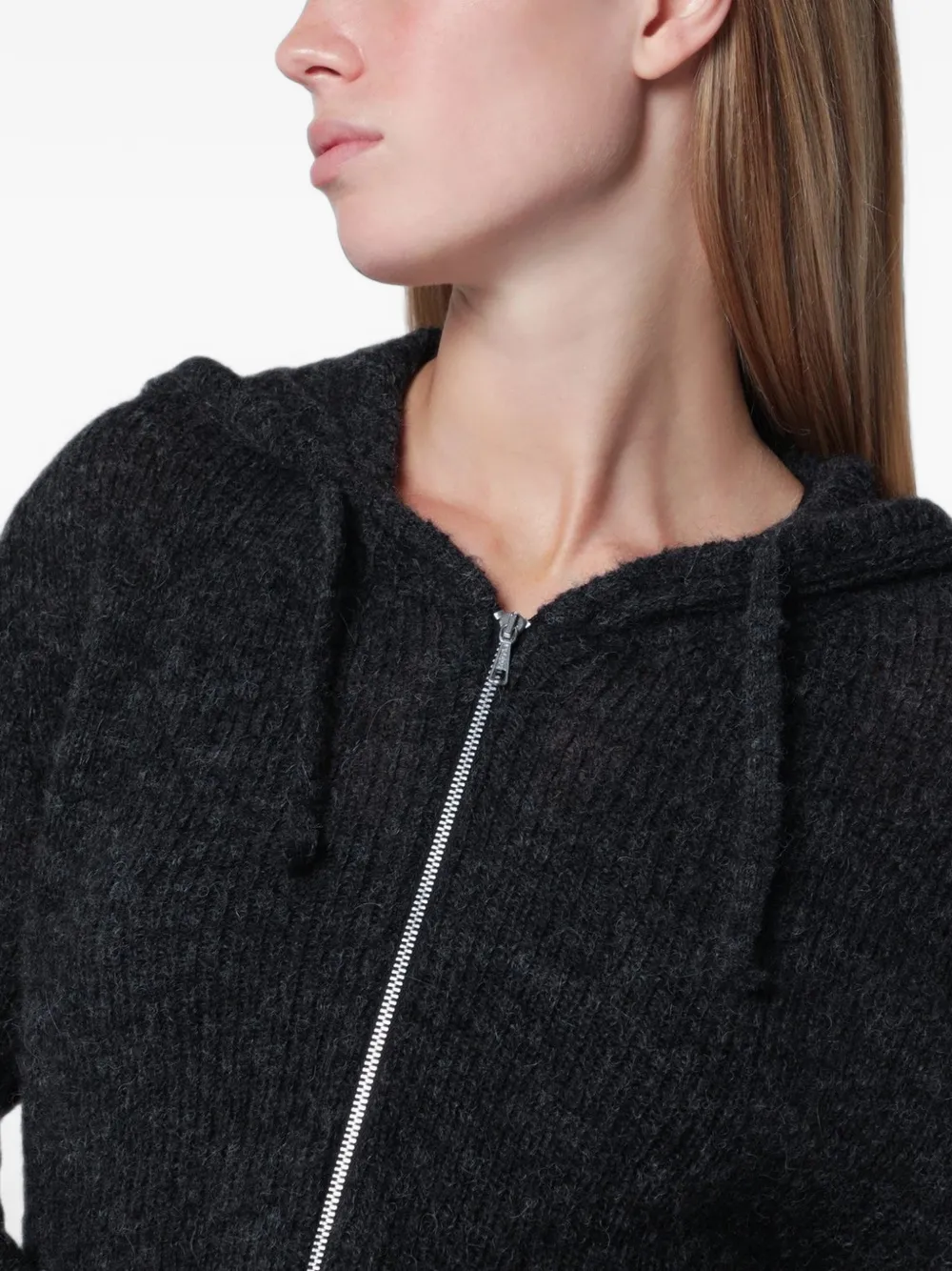 OUR LEGACY ribbed-knit hooded cardigan Zwart