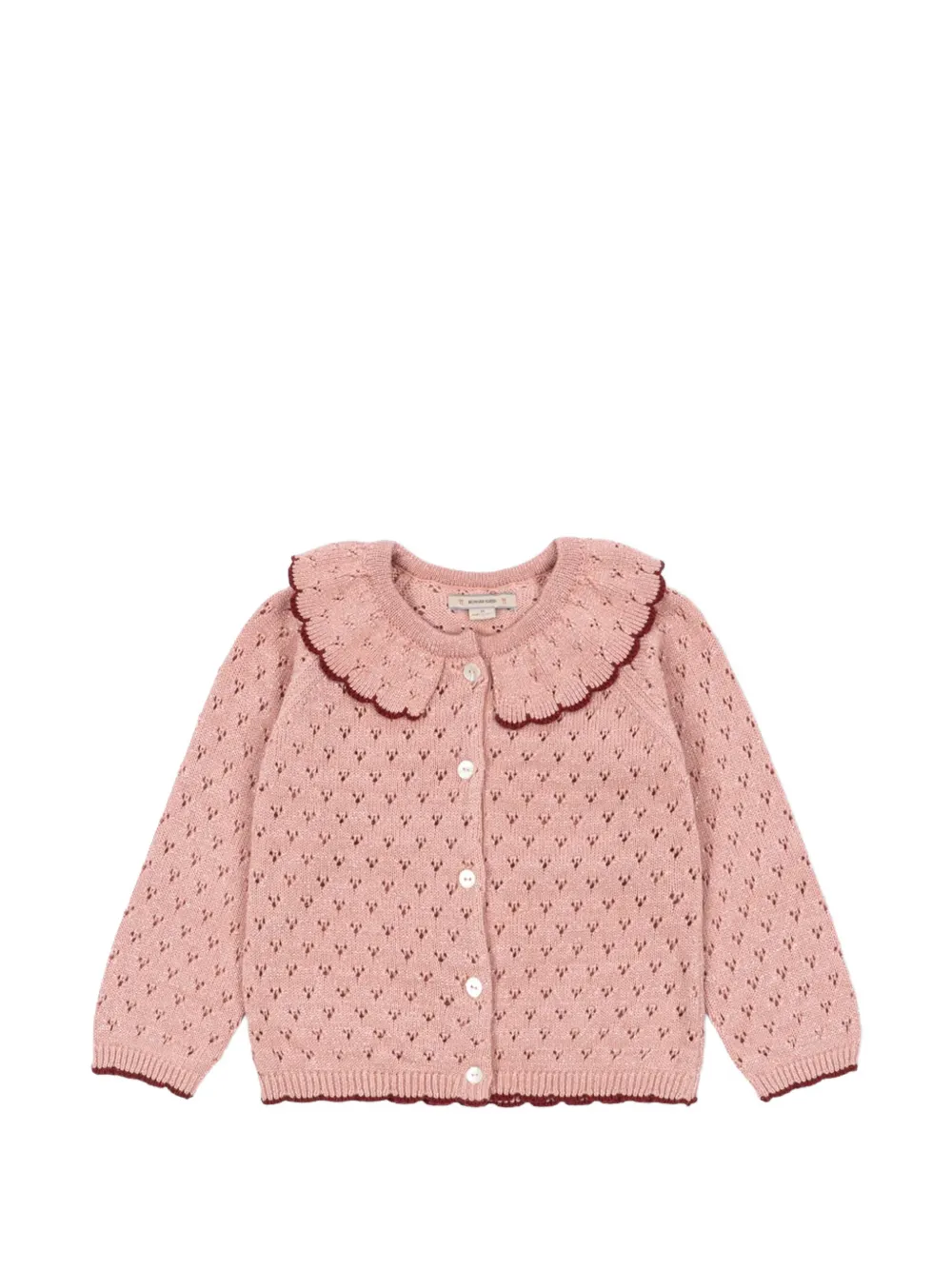 Konges Sløjd Holiday ruffled-collar pointelle-knit cardigan - Rosa