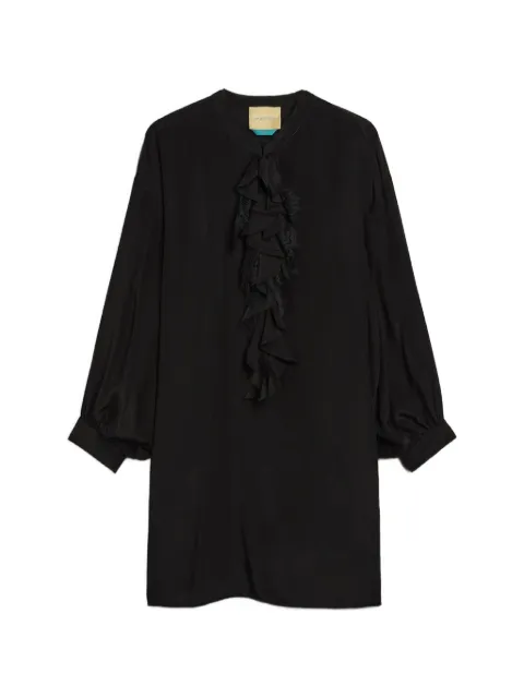 MOMONÌ vestido corto Hofi con ribete de encaje y volantes