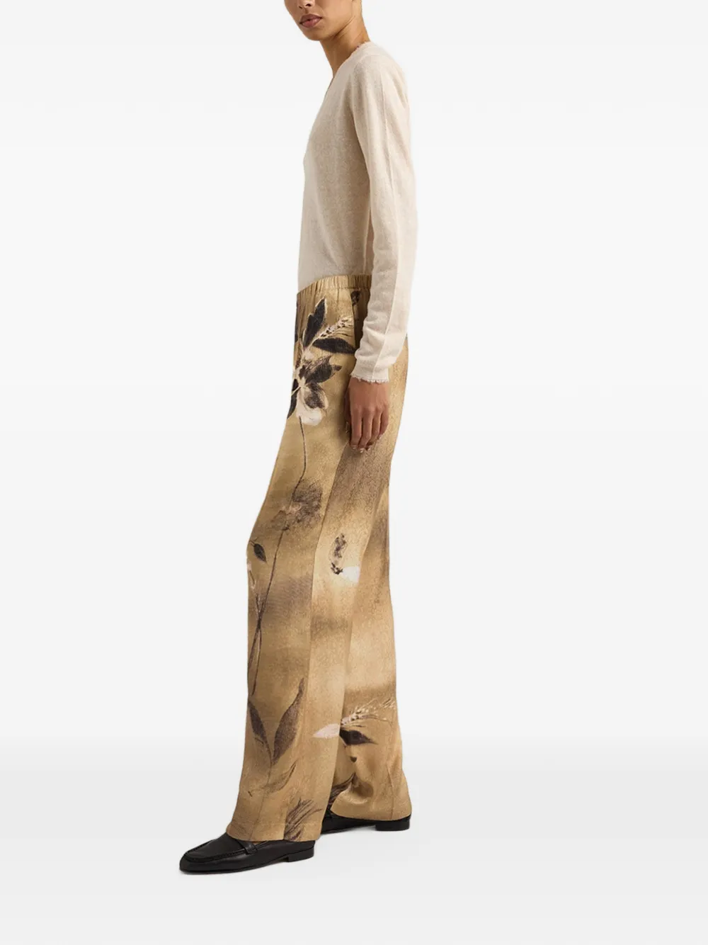 MOMONÌ Mynstur jacquard-knit straight trousers Beige