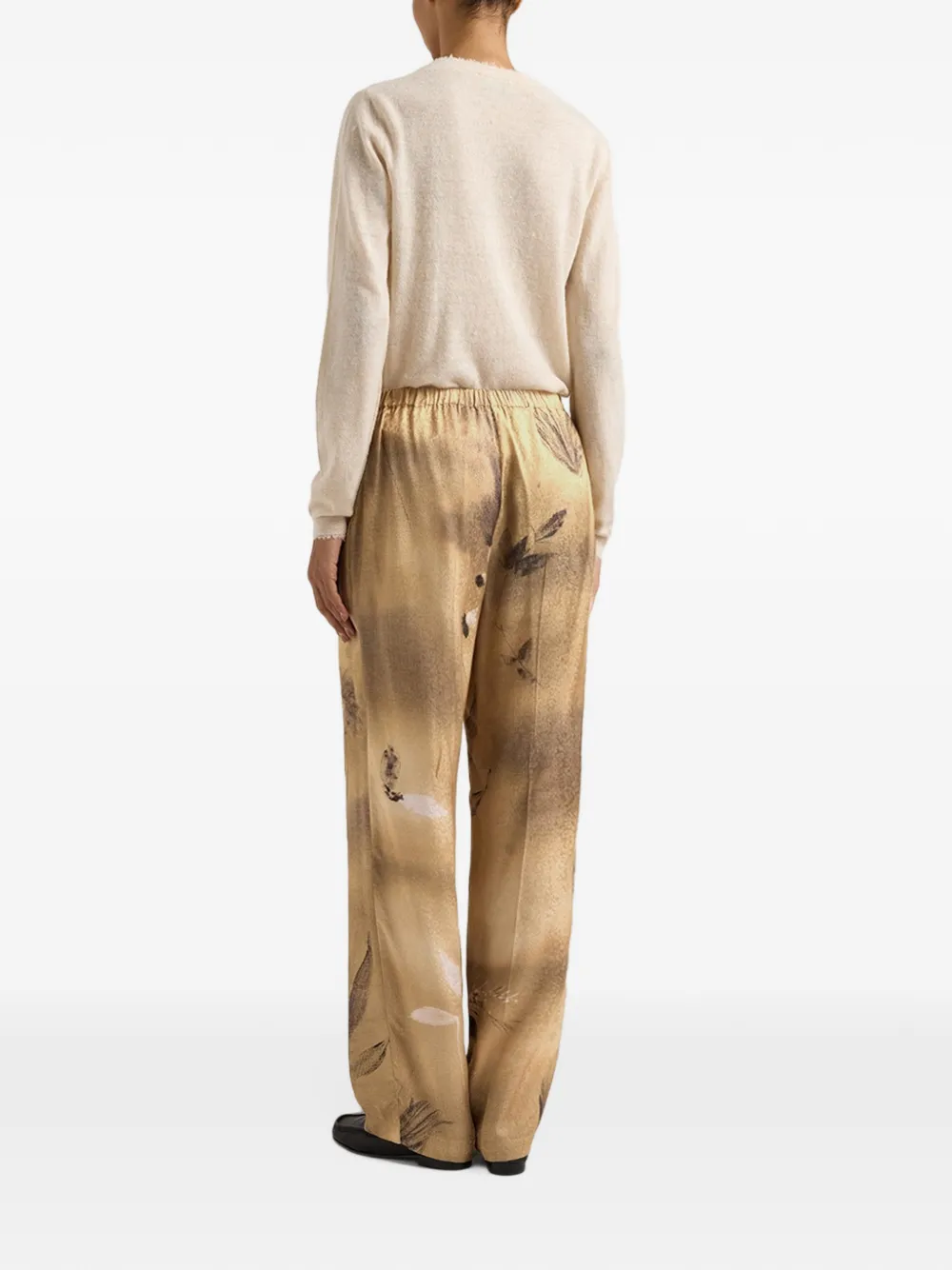 MOMONÌ Mynstur jacquard-knit straight trousers Beige